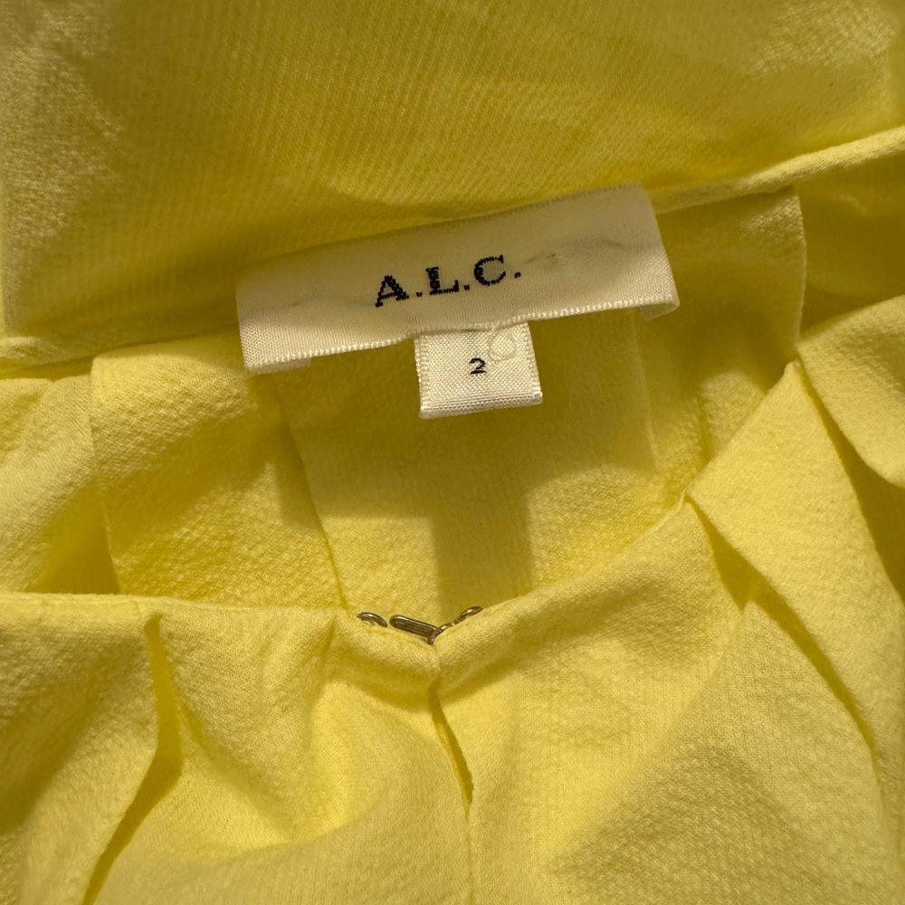 A.L.C. Carey Pleat Poplin Top in Canary Yellow size 2 - Picture 5 of 12